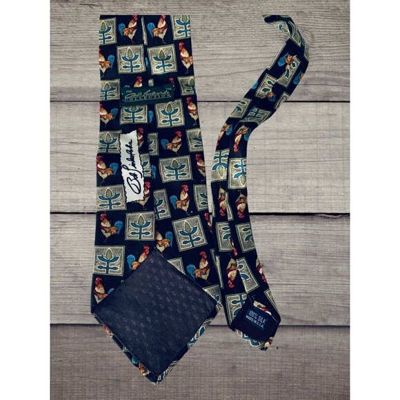 Bob Timberlake Mens Silk Necktie Accessory Navy Blue Office Work Casual Dad Gift - Picture 5 of 8